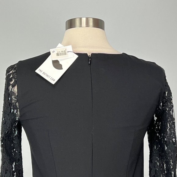 DKNY Black Lace Long Sleeve Wool Cocktail Shift Dress size 2 - Picture 7 of 13